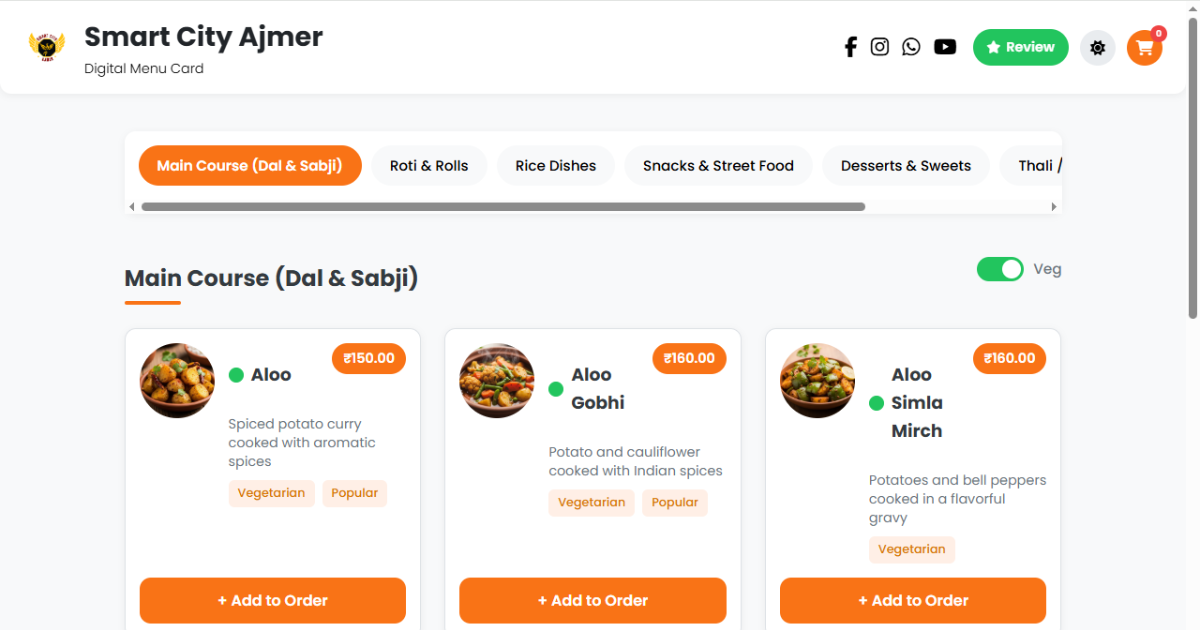 Smart Digital Menu | Contactless QR Menu